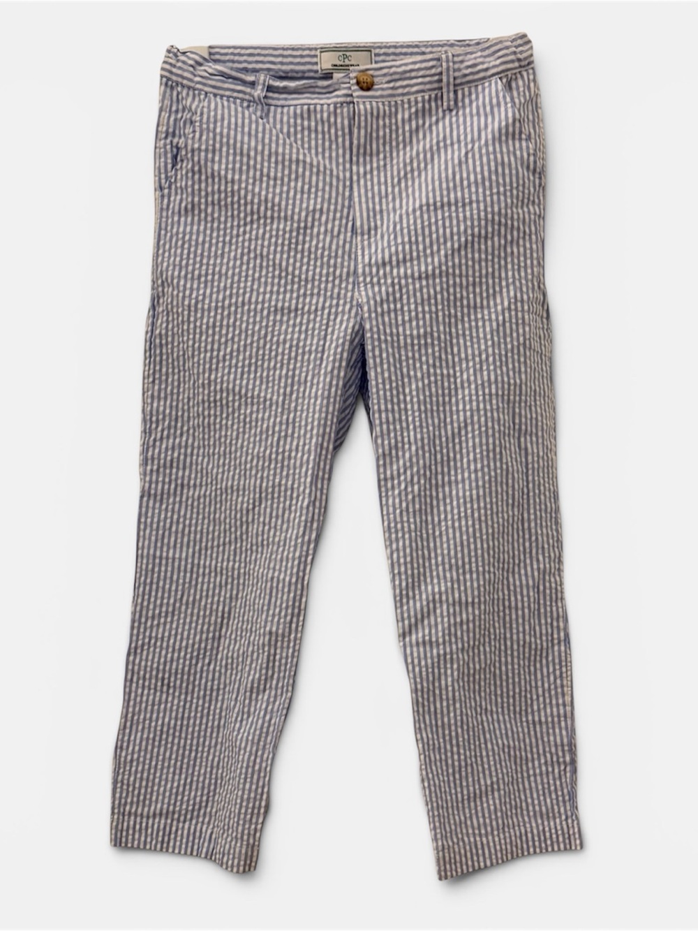 C.P. Company Blue & White Seersucker Kids Chinos
